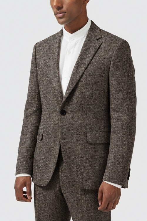 Brookhouse Slim Fit Grey Wool-Blend Suit – jacket front view | Apollo Fashions Urbanwear