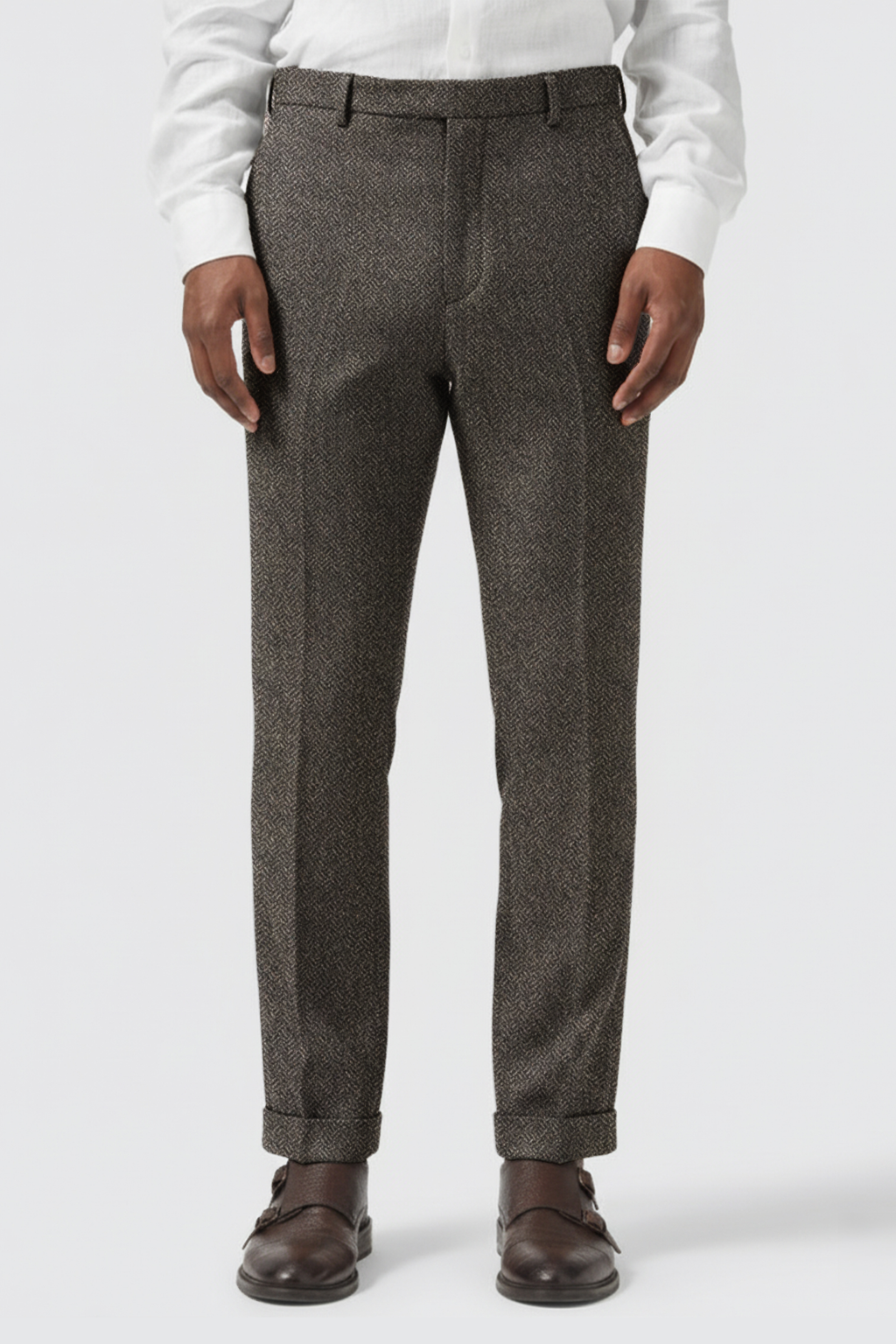 Brookhouse Slim Fit Grey Wool-Blend Suit – trouser front view | Apollo Fashions Urbanwear