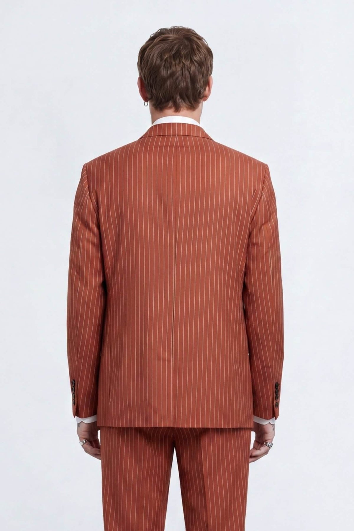 Syrah Relaxed Fit Double Breasted Orange Suit – back crop shot | Apollo Fashions Urbanwear