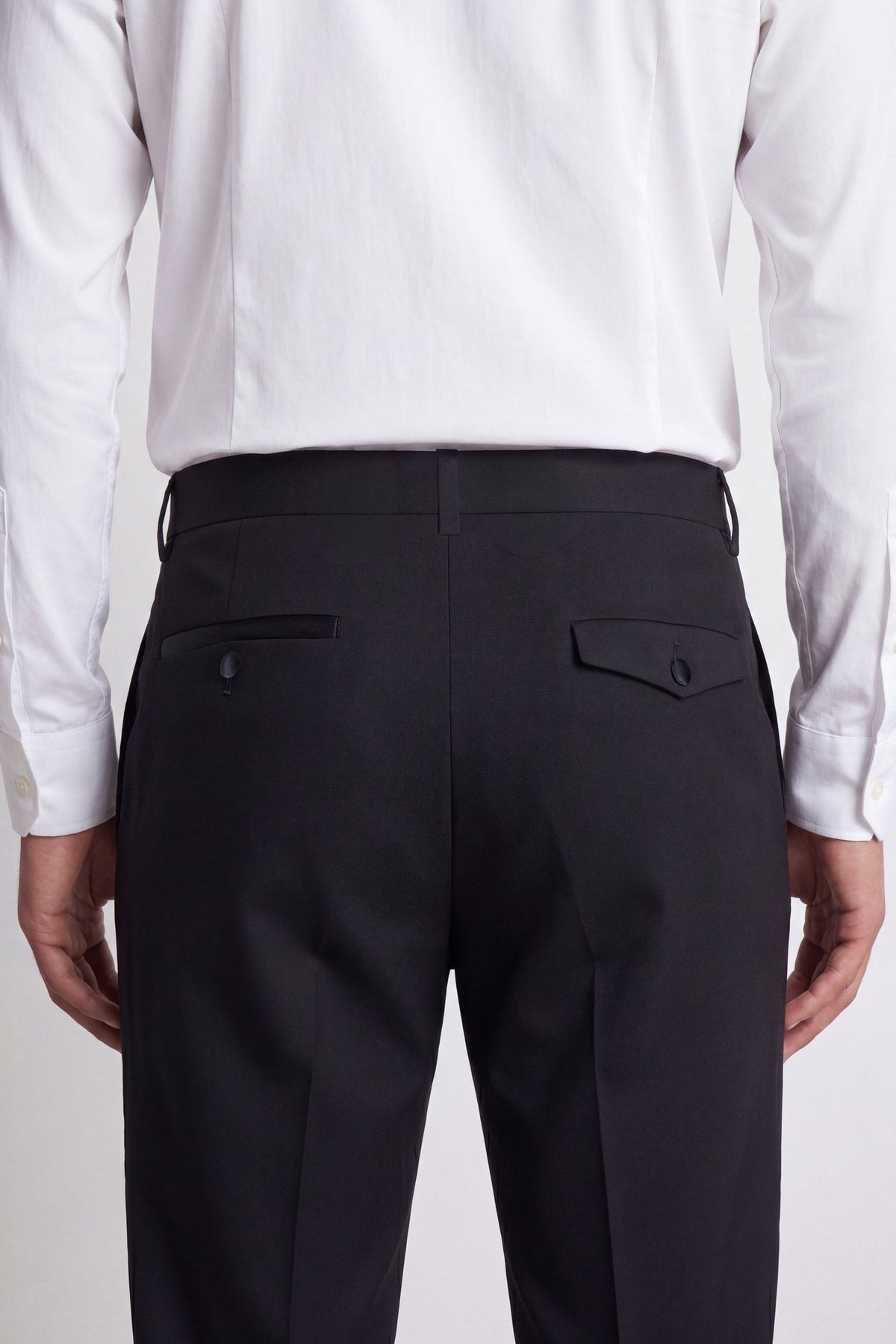 Kingdon Slim Fit Black Tuxedo Suit – back detail close-up | Apollo Fashions Urbanwear