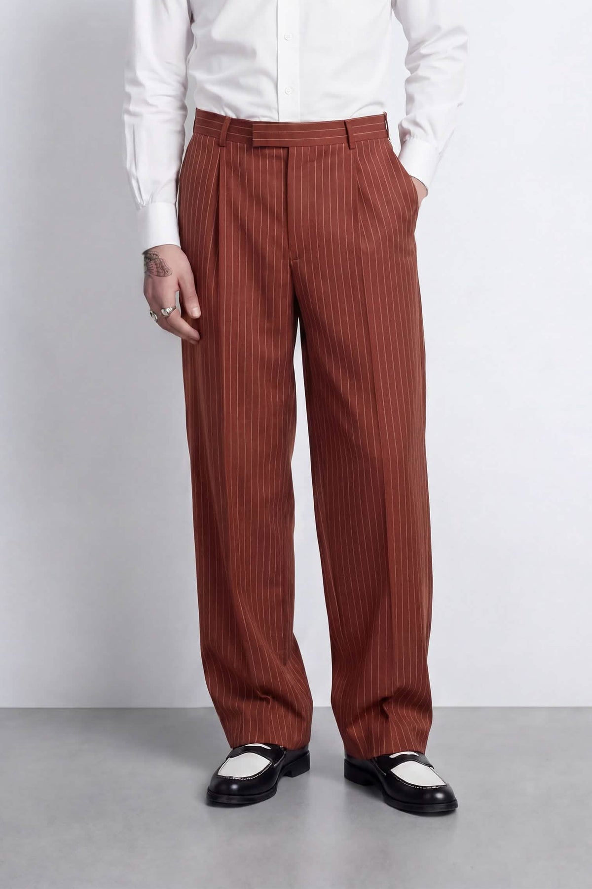 Syrah Relaxed Fit Double Breasted Orange Suit – front crop shot styled | Apollo Fashions Urbanwear