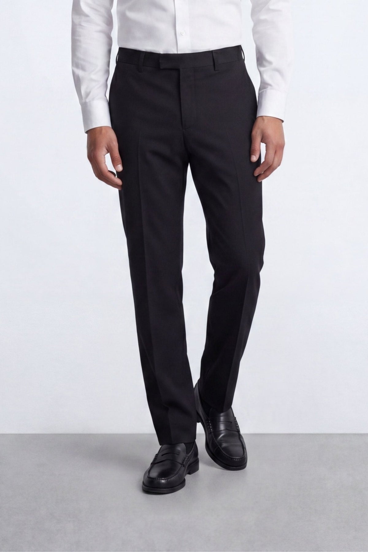 Kingdon Slim Fit Black Tuxedo Suit – front mid shot styled | Apollo Fashions Urbanwear