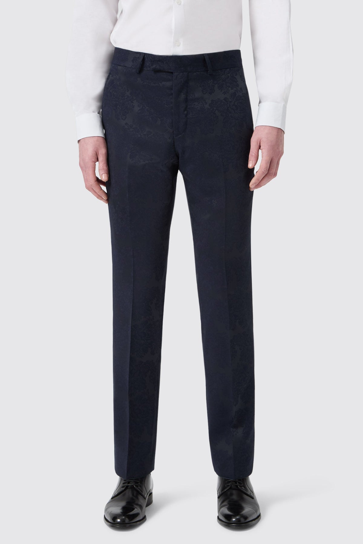 Minerva Slim Fit Navy Jacquard Tuxedo Suit – trouser front view | Apollo Fashions Urbanwear