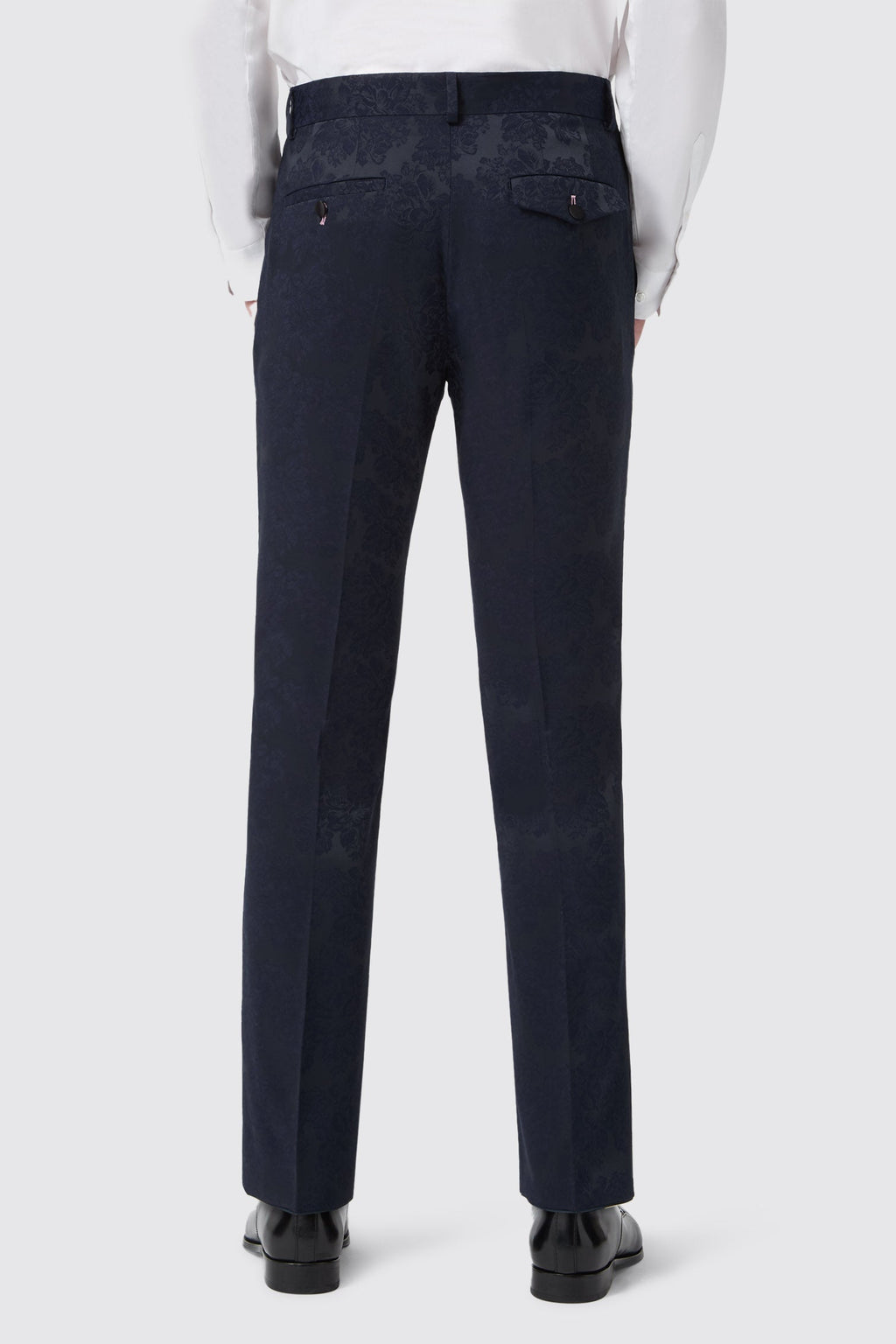 Minerva Slim Fit Navy Jacquard Tuxedo Suit – trouser side view | Apollo Fashions Urbanwear