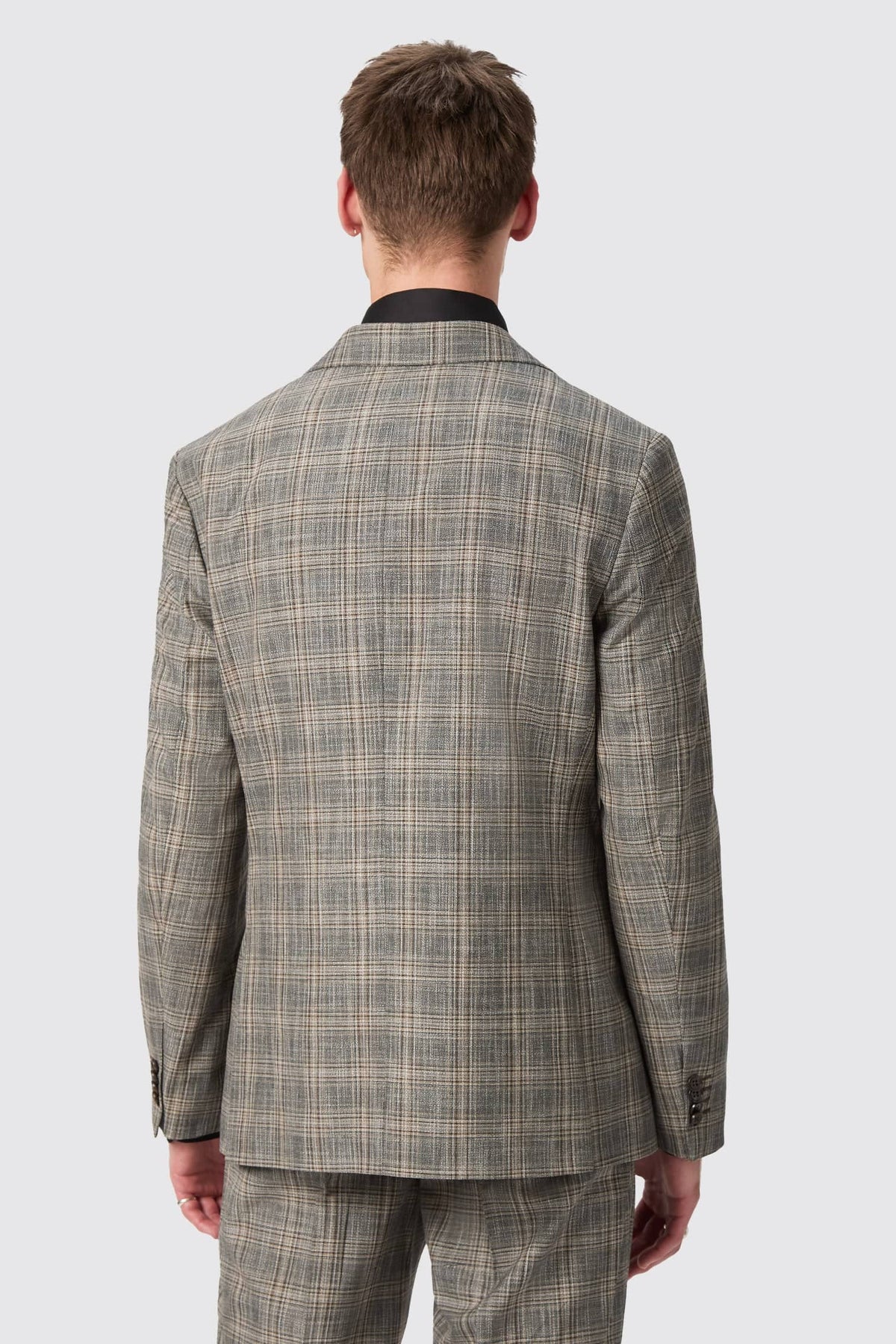 Plunkett Slim Fit Grey Check Double Breasted Suit – front mid shot | Apollo Fashions Urbanwear
