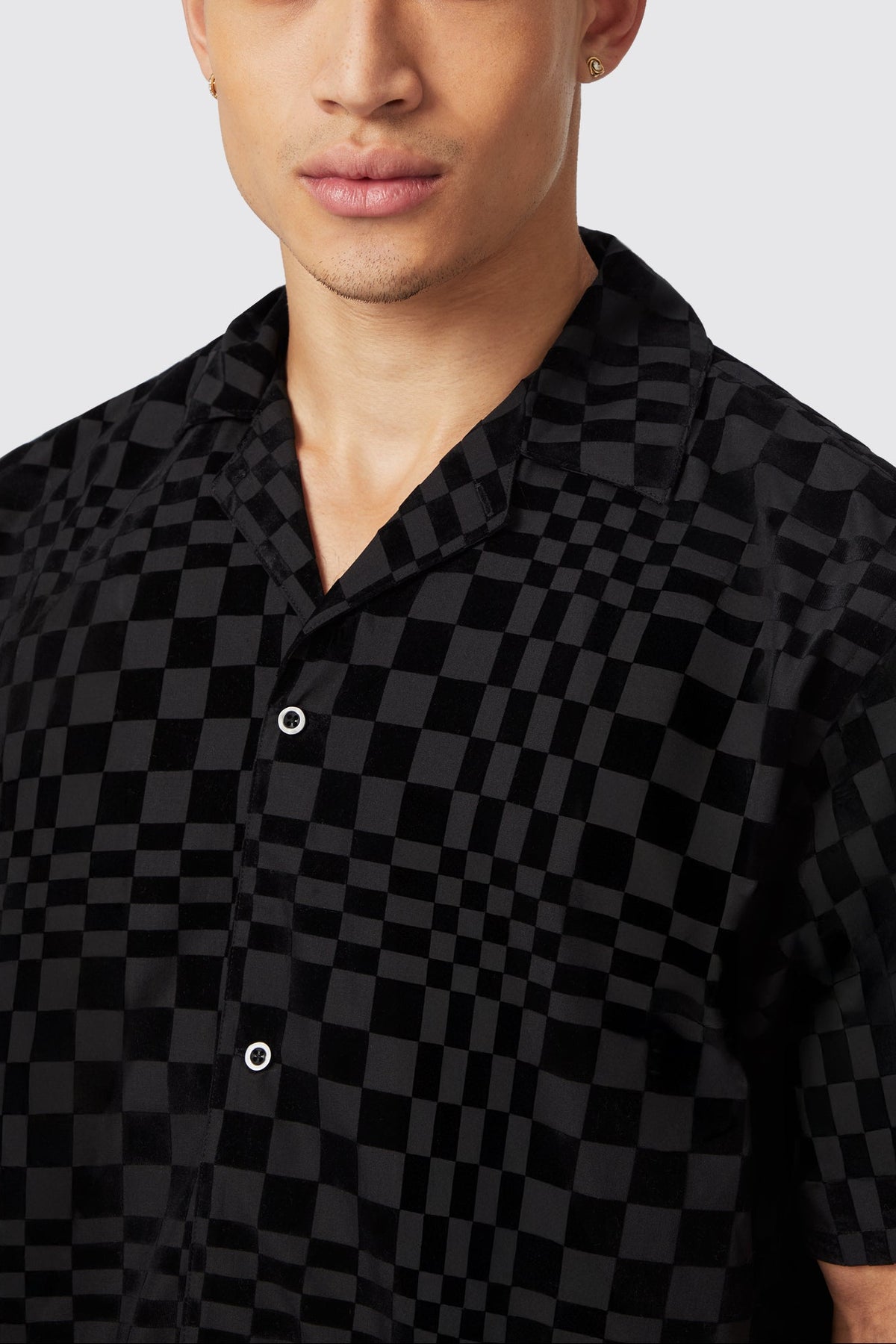 Tiber Slim Fit Black Check Short Sleeve Shirt – back view | Apollo Fashions Urbanwear
