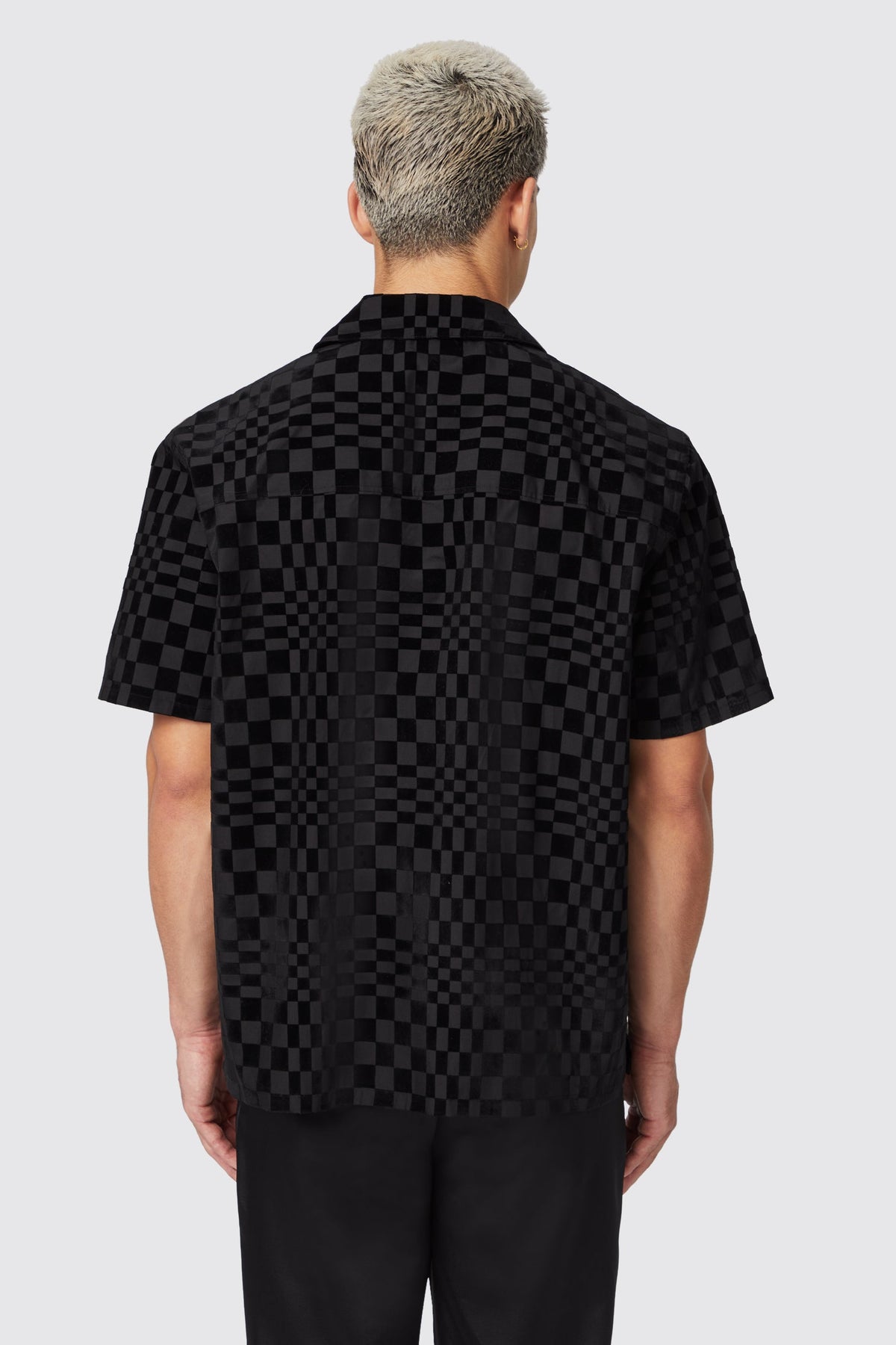 Tiber Slim Fit Black Check Short Sleeve Shirt – front mid shot | Apollo Fashions Urbanwear