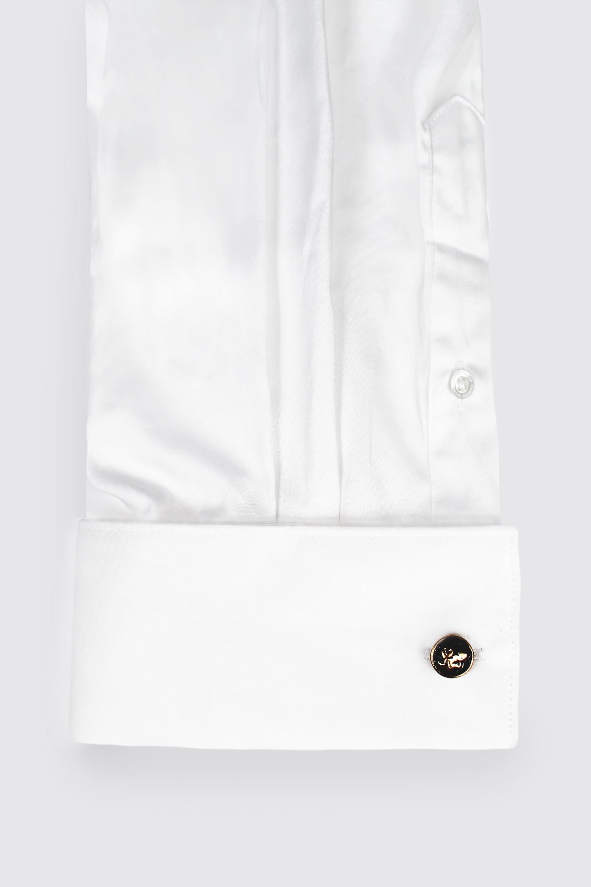 Leigh Skinny Fit White Shirt – gold stud collar and double cuff detail | Apollo Fashions Urbanwear